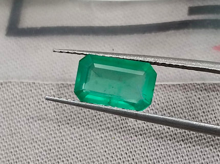 Certified 1.52ct Natural Zambian Emerald Stone Medium Green Octagon Cut Gemstone