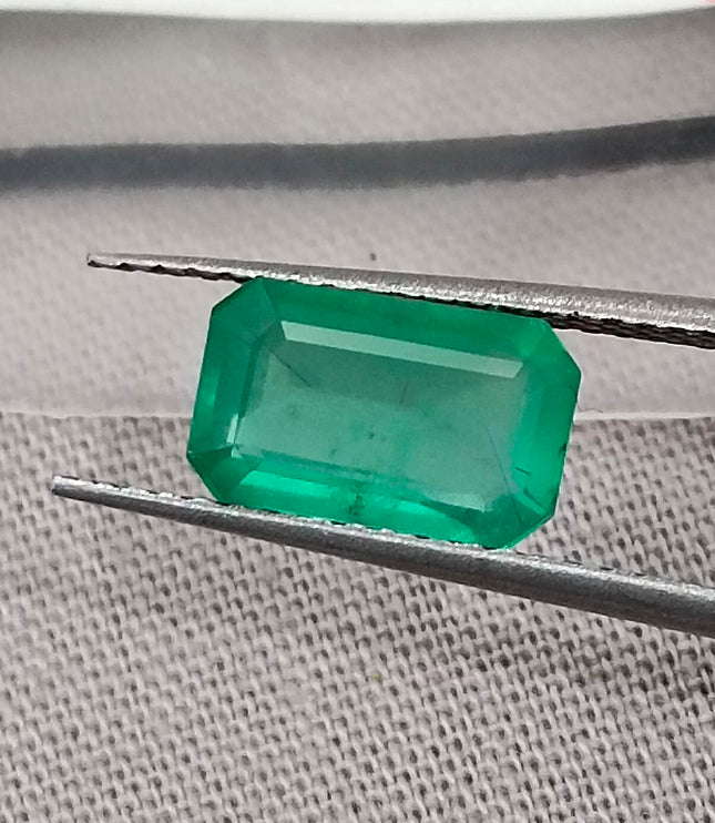 Certified 1.52ct Natural Zambian Emerald Stone Medium Green Octagon Cut Gemstone