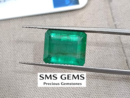 Natural Emerald 3.58ct GSI Certified Medium Deep Green Octagon Cut Gemstone