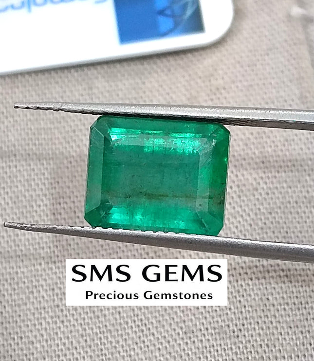 Natural Emerald 3.58ct GSI Certified Medium Deep Green Octagon Cut Gemstone
