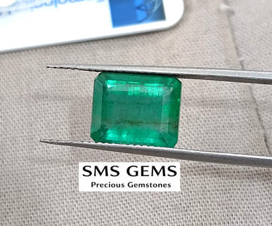 Natural Emerald 3.58ct GSI Certified Medium Deep Green Octagon Cut Gemstone
