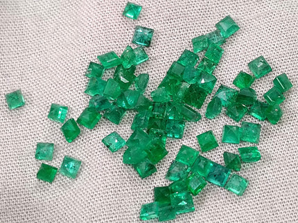 9.56ct Natural Panjshir Emerald Parcel Vivid Deep Green Princess Cut mm size Loose Gemstones
