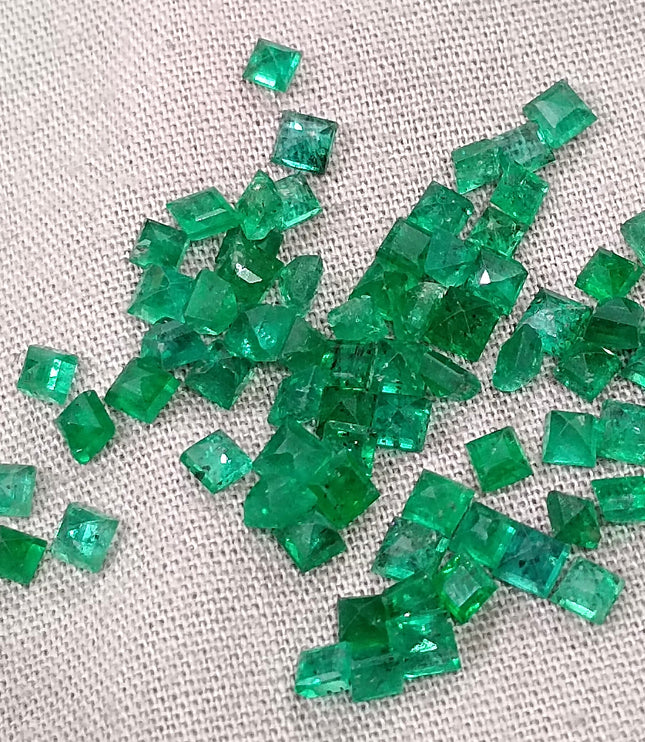9.56ct Natural Panjshir Emerald Parcel Vivid Deep Green Princess Cut mm size Loose Gemstones