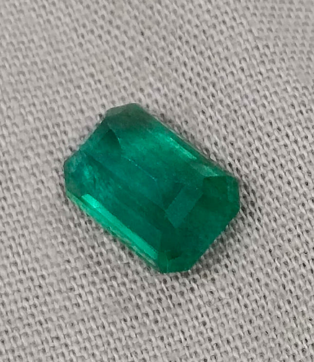2.08ct Zambian Emerald, Natural Certified Deep Green Octagon Cut Gemstone
