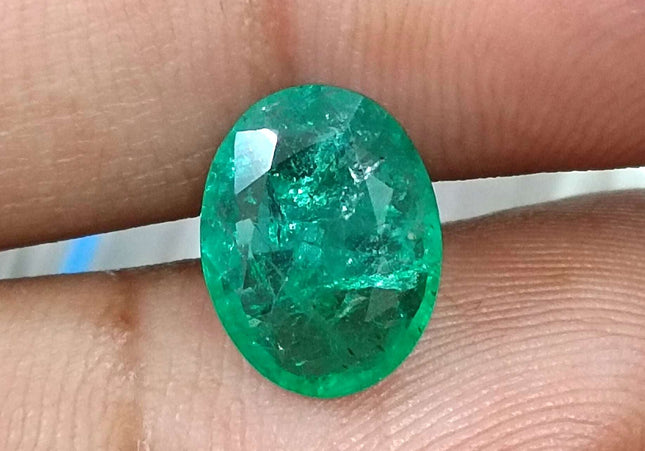 GSI Certified 2.40ct Zambian Emerald Earth Mined Loose Gemstone