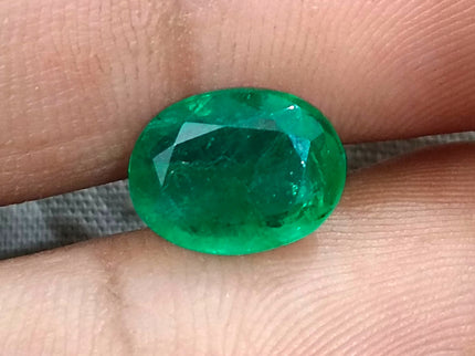 Zambian Emerald 3.05ct Medium Deep Green Oval Cut Loose Gemstone