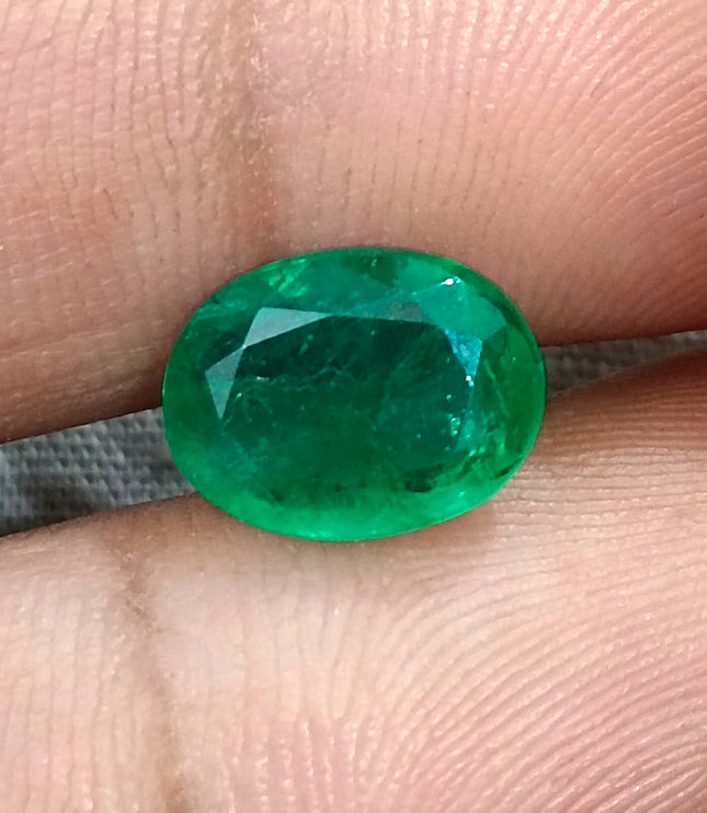 Zambian Emerald 3.05ct Medium Deep Green Oval Cut Loose Gemstone