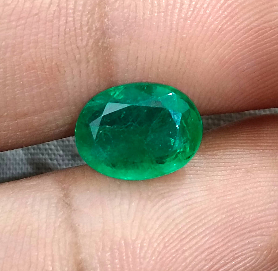 Zambian Emerald 3.05ct Medium Deep Green Oval Cut Loose Gemstone