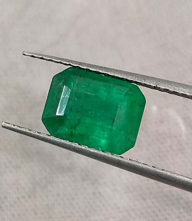 Zambian 1.65ct Deep Vivid Green Certified Natural Octagon Cut Loose Stone