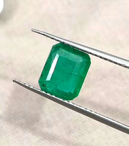 Zambian Emerald 1.60ct Natural Pure Lively Medium Deep Green Octagon Cut Loose Gemstone