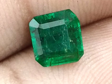 Natural Zambian Emerald 1.25ct Certified Deep Vivid Green Octagon Cut Loose Gemstone