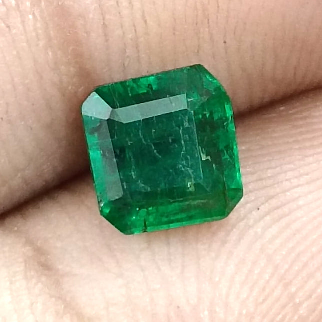 1.25ct Natural Zambian Emerald, Certified Deep Vivid Green Loose Gemstone
