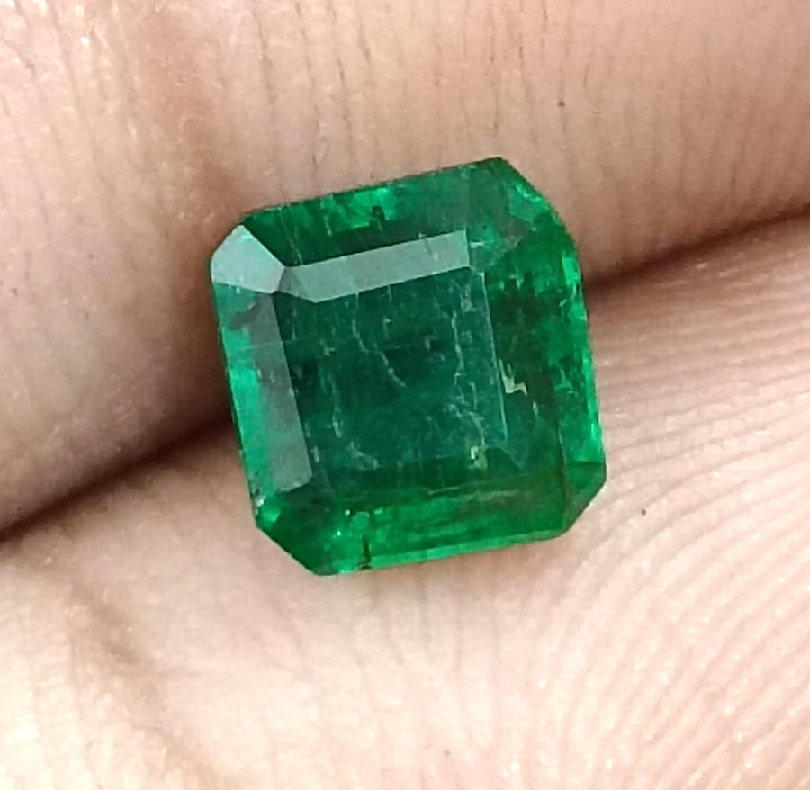 Natural Zambian Emerald 1.25ct Certified Deep Vivid Green Octagon Cut Loose Gemstone