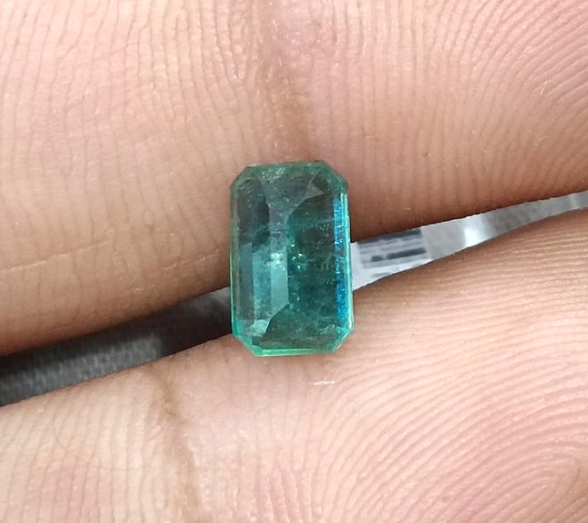 Zambian Emerald 1.32ct Natural SGL Certified Medium Bluish Green Octagon Cut Loose Gemstone Minor Oil