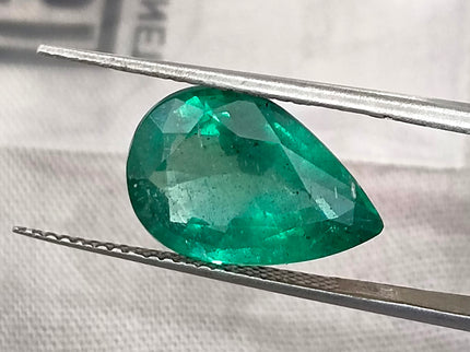 Zambian Emerald 4.83ct Natural Certified Medium Deep Forest Green Pear Cut Loose Gemstone
