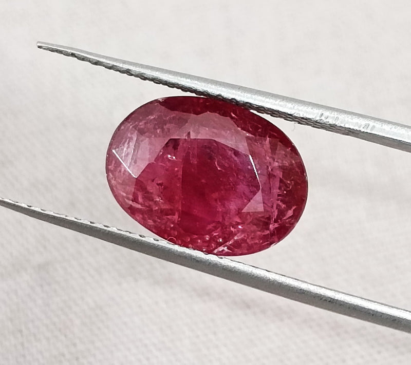 3.42ct Untreated Natural Mozambique Ruby Merlot Red Oval Cut Loose Stone