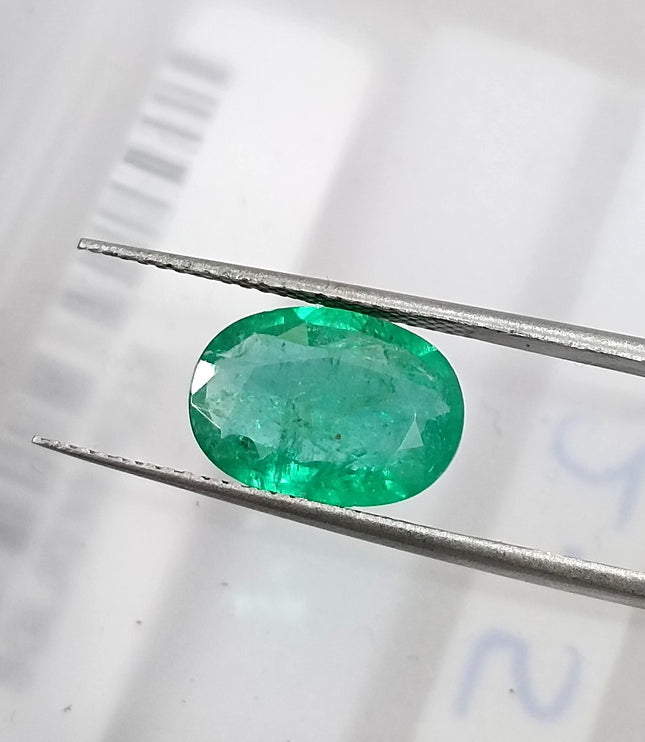 2.56ct Natural Emerald SGL Certified Rich Medium Spring Green Oval Cut Gemstone