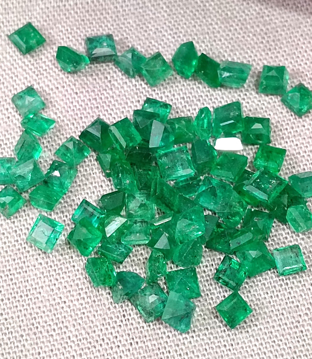 9.56ct Natural Panjshir Emerald Parcel Vivid Deep Green Princess Cut mm size Loose Gemstones