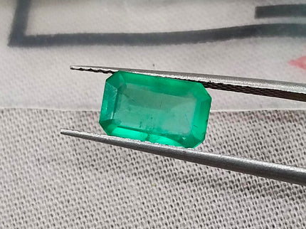 Certified 1.52ct Natural Zambian Emerald Stone Medium Green Octagon Cut Gemstone