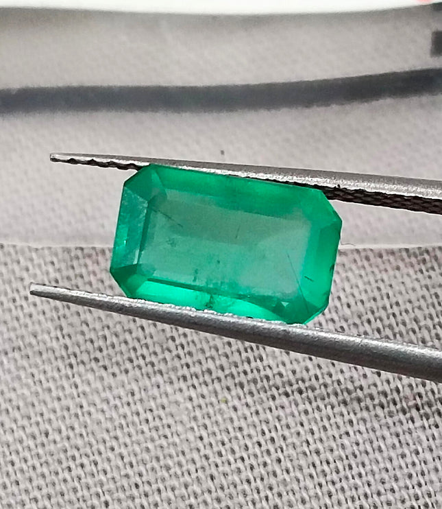 Certified 1.52ct Natural Zambian Emerald Stone Medium Green Octagon Cut Gemstone