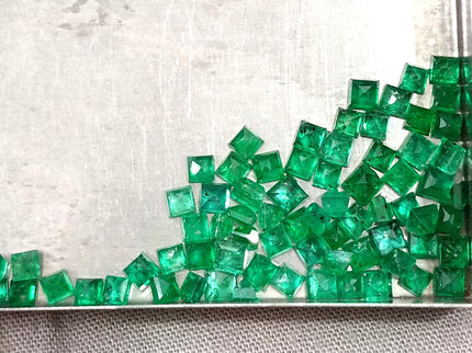 9.56ct Natural Panjshir Emerald Parcel Vivid Deep Green Princess Cut mm size Loose Gemstones
