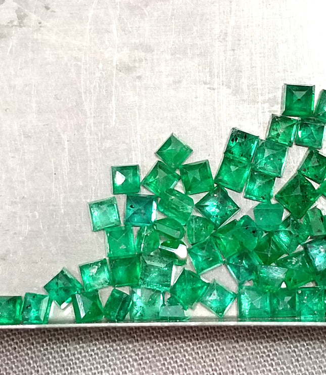 9.56ct Natural Panjshir Emerald Parcel Vivid Deep Green Princess Cut mm size Loose Gemstones