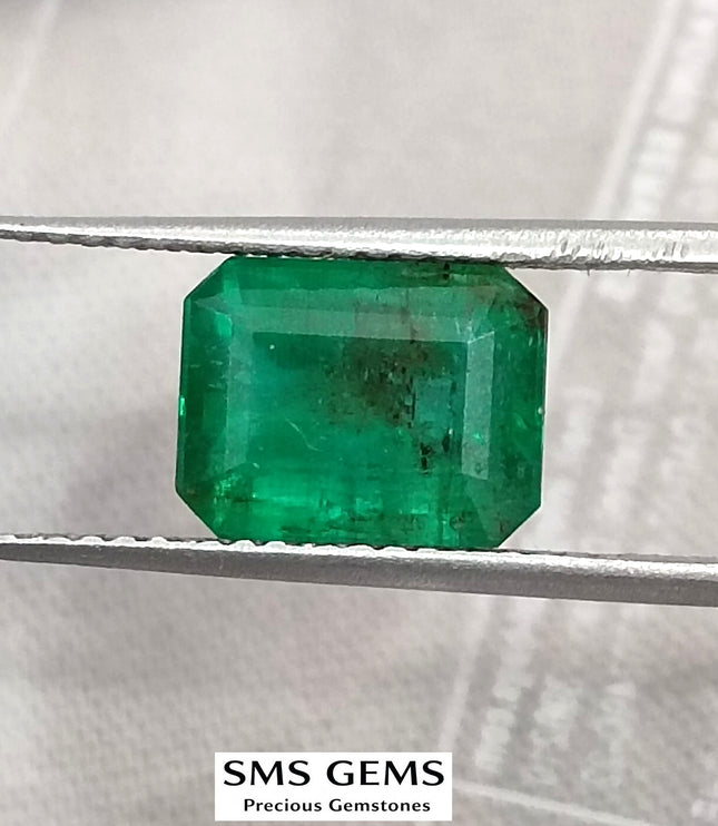 2.79ct Natural Emerald Vivid Deep Green Zambian Octagon Cut Loose Gemstone