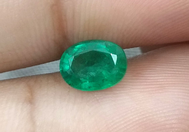 GSI USA Certified 1.33ct Deep Green Zambian Emerald Minor Oiled Loose Gemstone