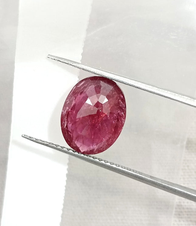 3.23ct Unheated Ruby Natural SGL Certified Deep Ruby Red Oval Gemstone