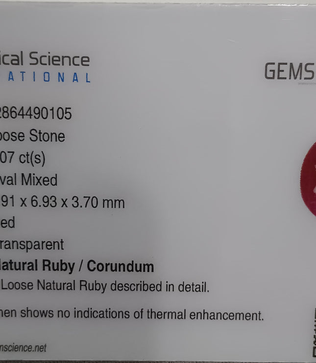 Mozambique Ruby 2.07ct Certified Natural Untreated Gemstone