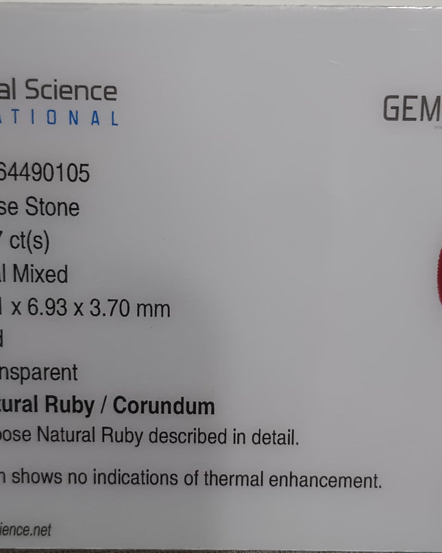 GSI Certified 2.07ct Mozambique Ruby, Natural Untreated Gemstone
