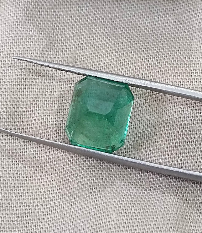 Zambian Emerald 4.77ct Natural Medium Deep Mystic Green Octagon Cut Loose Gemstone