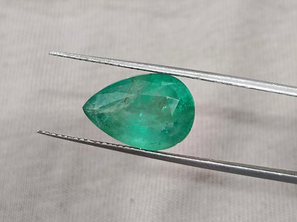 4.78ct Natural Colombian Emerald Medium Green Pear Cut Loose Gemstone