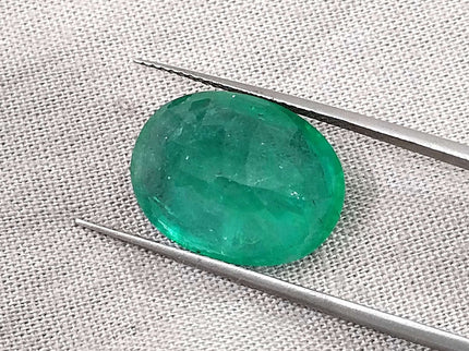 Zambian Emerald 10.21ct Certified Grass Green Natural Oval Cut Loose Stone