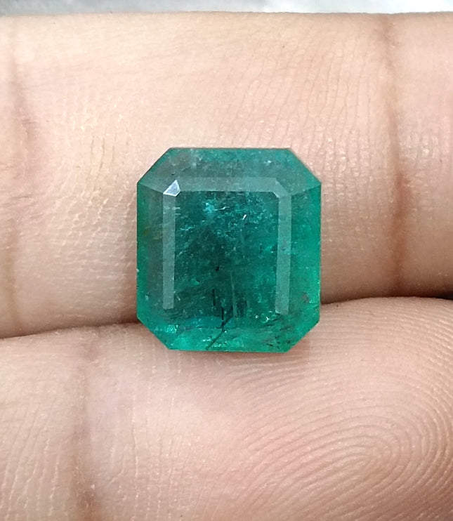 6.18ct Natural Emerald AGRL Certified Medium Deep Velvet Green Octagon Cut Gemstone