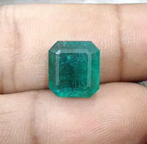 6.18ct Natural Emerald AGRL Certified Medium Deep Velvet Green Octagon Cut Gemstone