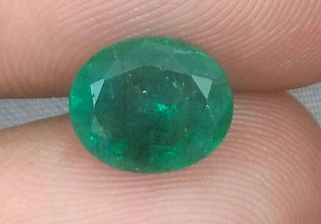 2.32ct GSI USA Certified Deep Green Zambian Emerald Minor Oiled Loose Gemstone