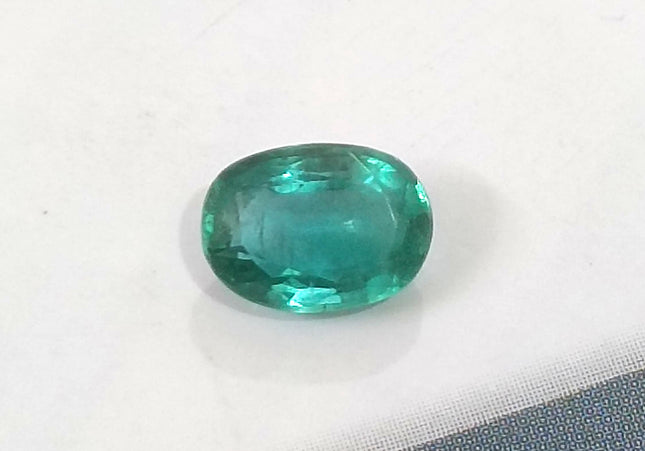 GSI USA Certified 1.26ct Medium Light Green Natural Zambian Emerald Minor Oiled Loose Gemstone