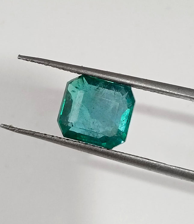 2.07ct Natural Emerald GSI Certified Blue Green Octagon Cut Gemstone