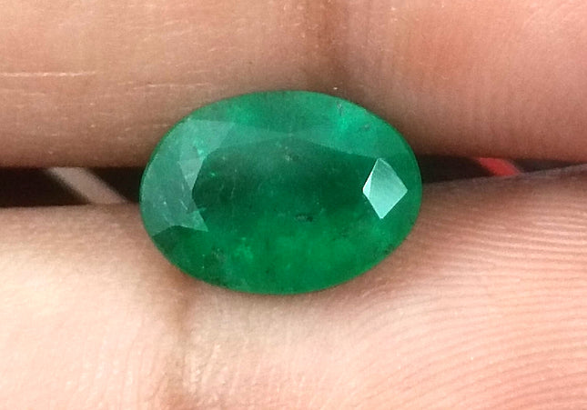 2.41ct GSI Certified Deep Green Zambian Emerald Minor Oiled Loose Gemstone