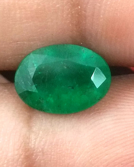 2.41ct GSI Certified Deep Green Zambian Emerald Minor Oiled Loose Gemstone