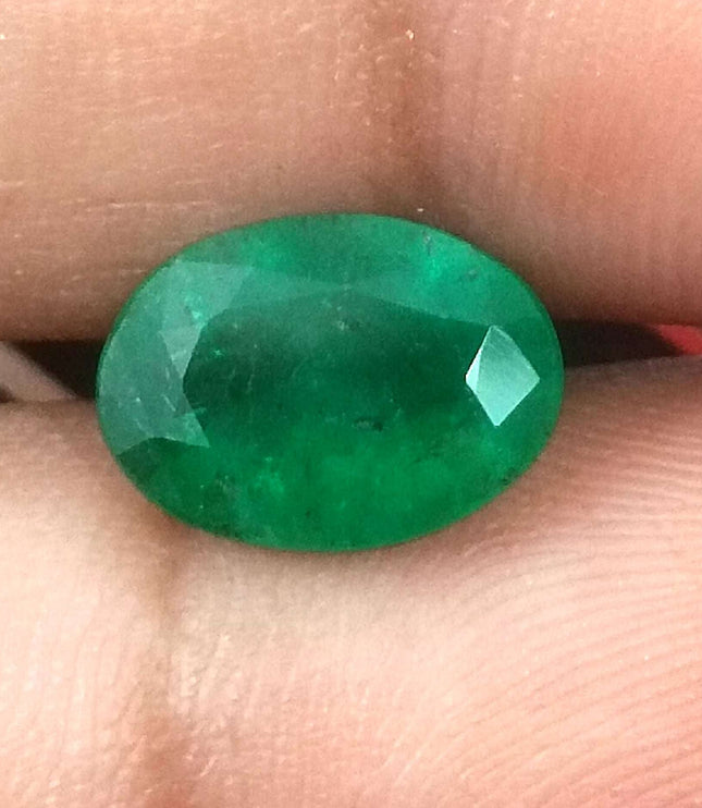 Zambian Emerald 2.41ct Certified Natural Deep Green Oval Cut Loose Stone