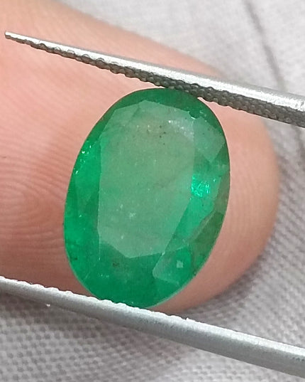 GSI Certified 4.09ct Medium Green Natural Zambian Emerald Minor Oiled Loose Gemstone