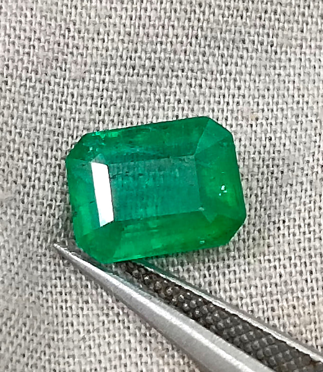 Zambian Emerald 2.40ct Alpine Green Certified Natural Octagon Cut Loose Gemstone