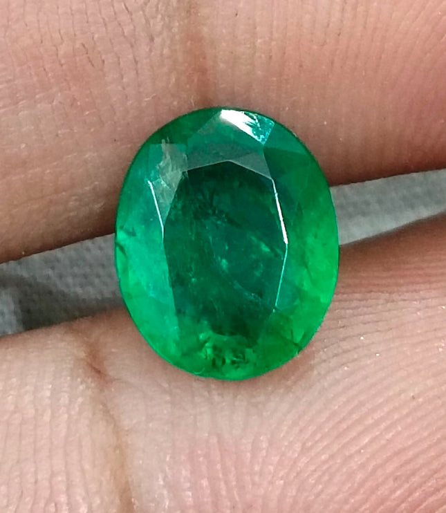 Zambian Emerald 2.68ct Vivid Green Certified Natural Oval Cut Loose Stone