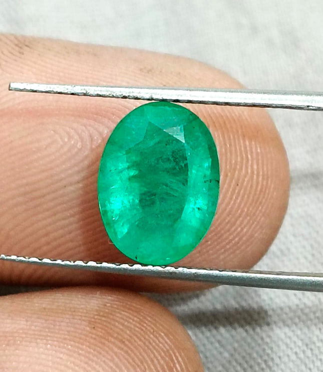 Zambian Emerald 2.74ct Natural Medium Green Oval Cut Loose Gemstone