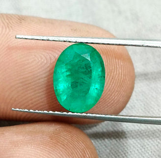 Zambian Emerald 2.74ct Natural Medium Green Oval Cut Loose Gemstone