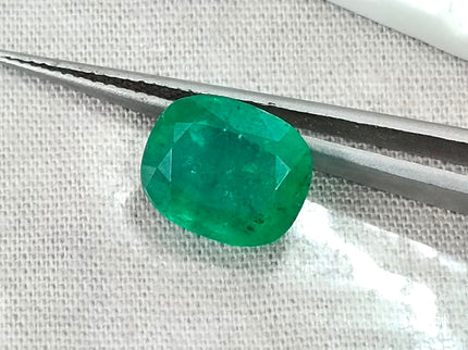 Zambian Emerald 3.61ct Certified Natural Deep Green Cushion Cut Gemstone