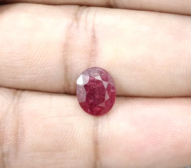 2.39ct Untreated Natural Ruby SGL Certified Mozambique Deep Cherry Red Oval Cut Gemstone