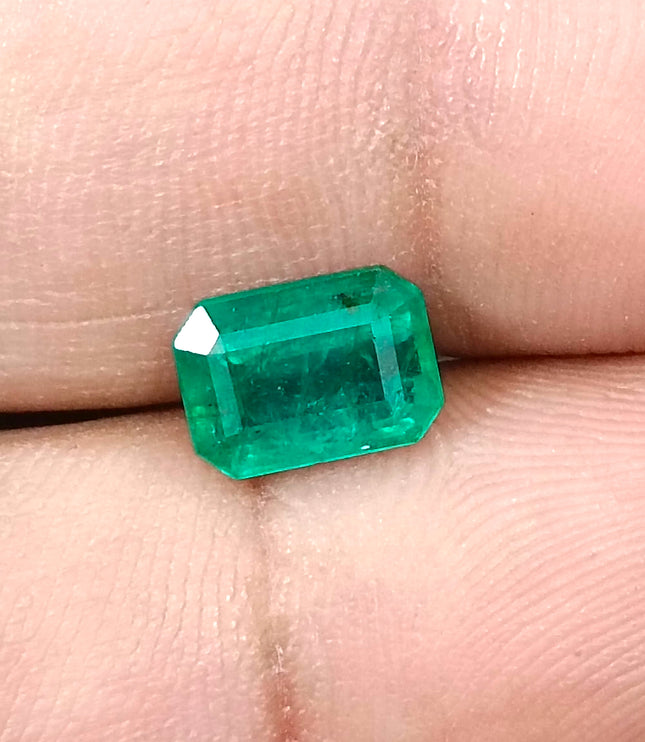 Zambian Emerald 1.70ct Certified Natural Deep Green Octagon Cut Gemstone